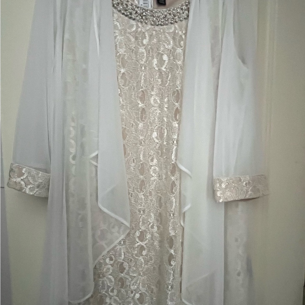 R&M Richards White Long Sleeve Gown for Brides